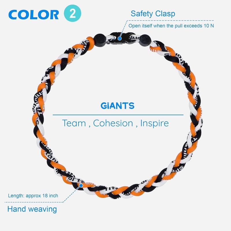 SUPBOMM 3 pcs Baseball Rope Necklaces, League Team Colors Braided Necklace, Baseball Team Gifts - Image 3